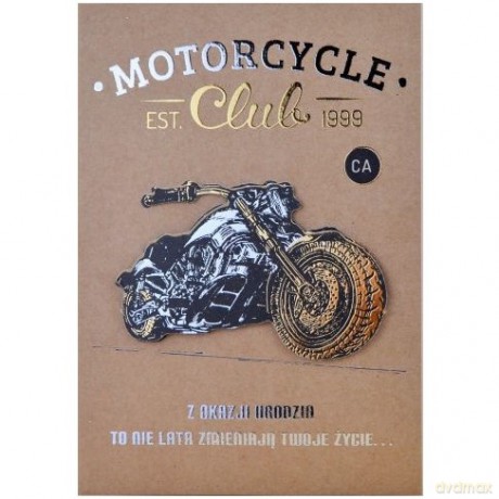 Karnet B6 urodziny motor gold