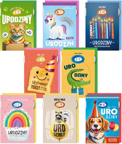 Karnet B6 Urodziny przesuwne dziecięce mix
