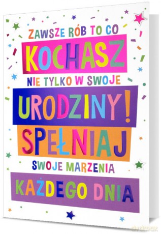 Karnet B6 urodziny, kolorowe napisy HM200-2904