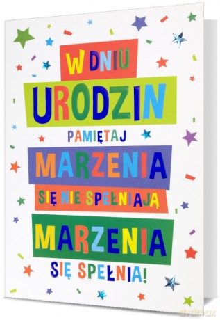 Karnet B6 urodziny, kolorowe napisy HM200-2910