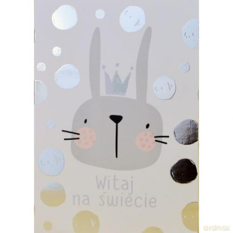 Karnet B6 witaj na świecie chłopiec silver