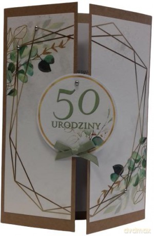 Karnet C5 Ręcznie robiony eko 50 Urodziny tryptyk, liście