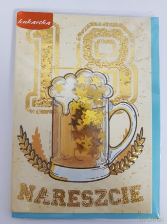 Karnet confetti 18-te urodziny kufel KNF-023