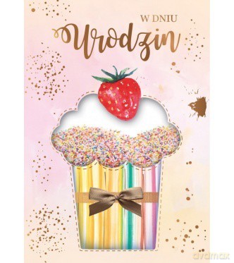 Karnet confetti urodziny babeczka KNF-011