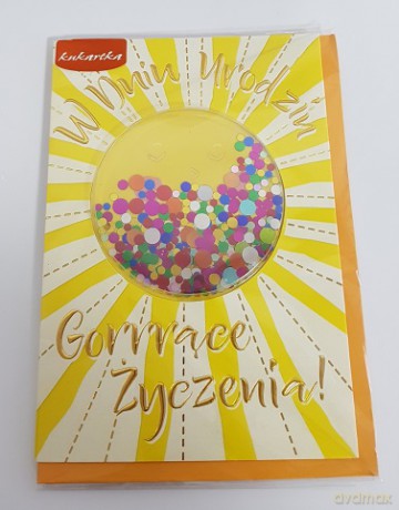 Karnet confetti W dniu urodzin Gorące życzenia KNF-031