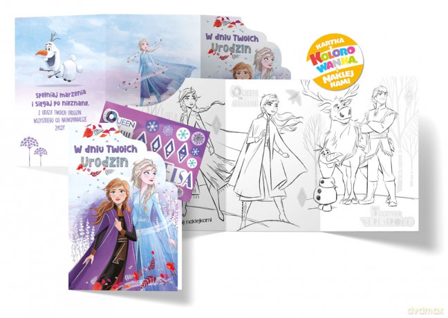 Karnet Disney Urodziny - Kraina Lodu 21x14,5cm - karnet z kolorowanką i naklejkami DSP-001