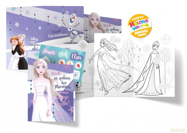 Karnet Disney Urodziny - Kraina Lodu Elsa 21x14,5cm - karnet z kolorowanką i naklejkami DSP-002