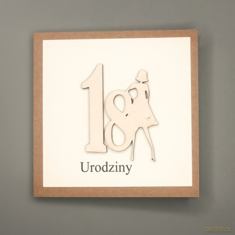 Karnet DL RR 18 urodziny drewno mix