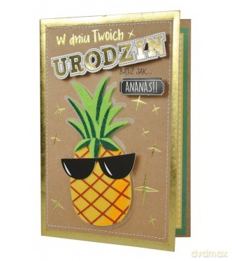 Karnet filc urodziny ananasFR-013
