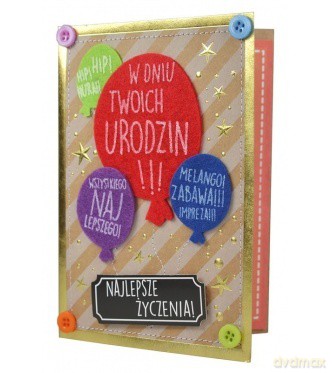 Karnet filc urodziny balony FR-006