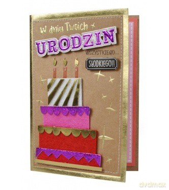 Karnet filc urodziny wszystkiego słodkiego FR-005