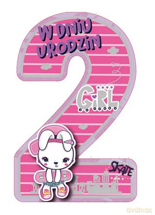 Karnet GM wycinany 2 Urodziny dziewczynka GM-952