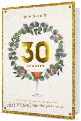 Karnet HM200 30 Urodziny wianek alkohol HM200-2294