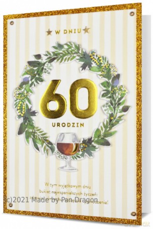 Karnet HM200 60 Urodziny wianek alkohol HM200-2297