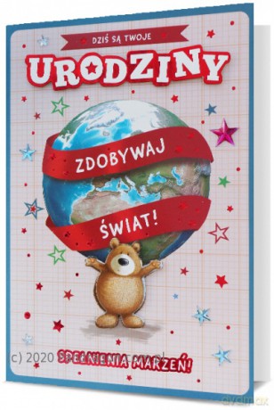 Karnet HM200 Urodziny Miś Zdobywaj Świat! HM200-2075