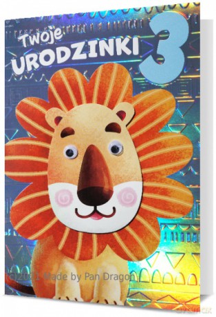 Karnet holograficzny 3 urodziny - lew HM200-2240