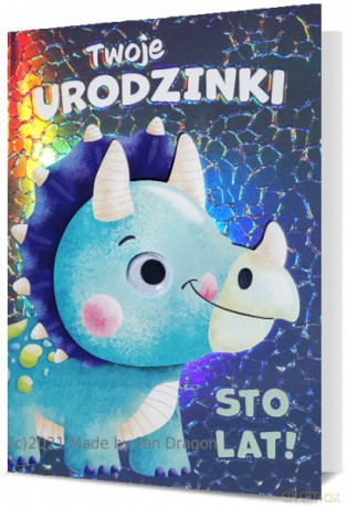 Karnet holograficzny urodziny - dinozaur HM200-2244