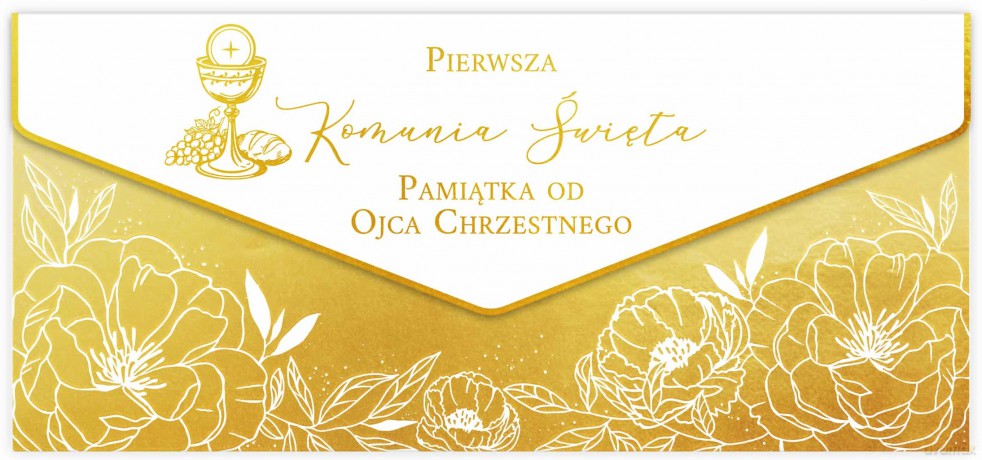 Karnet Komunia święta Premium od Ojca chrzestnego (24,5x10,5cm) mix 2 wzorów