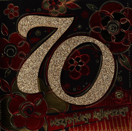 Karnet kwadrat 70 Urodziny brokat mix CB-07