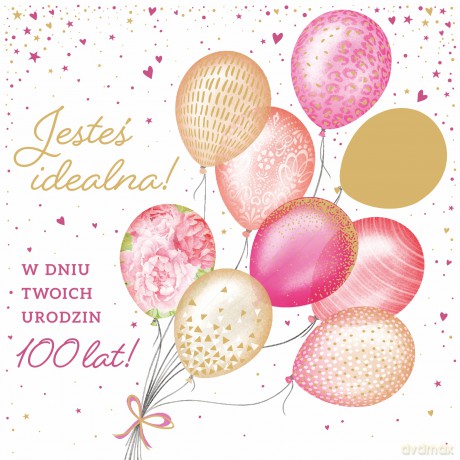 Karnet kwadrat Urodziny kobiece, balony UK-03