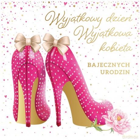 Karnet kwadrat Urodziny kobiece, buty UK-04