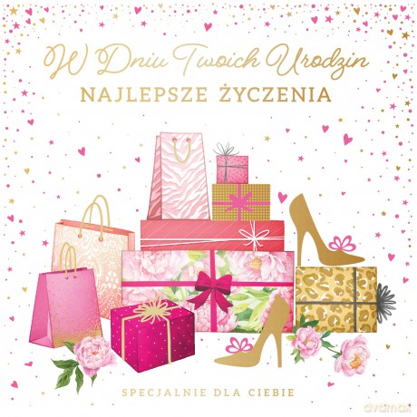Karnet kwadrat Urodziny kobiece, prezenty UK-06