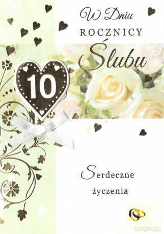 Karnet M 10 Rocznica Ślubu inspiracja mix kolorów