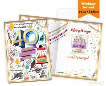 Karnet MEGA 40 Urodziny prestige P-039 (25x35,3cm)
