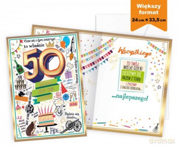 Karnet MEGA 50 Urodziny prestige P-040 (25x35,3cm)