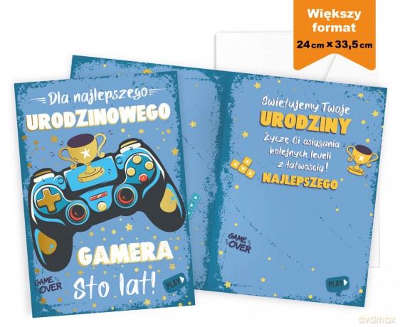 Karnet MEGA Urodziny gamer, prestige P-036 (25x35,3cm)