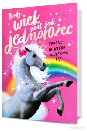 Karnet MEGA urodziny jednorożec