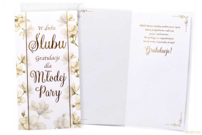 Karnet PM Ślub, białe kwiaty PM-428