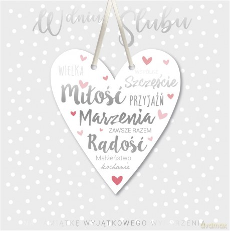 Karnet Primus Ślub - zawieszka - serce KPE-0145