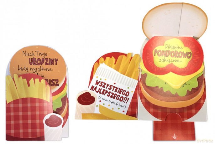Karnet przestrzenny Kaaaaa... BOOM! Urodziny - burger 15,4x22.9cm