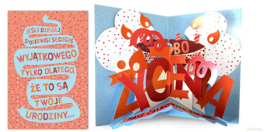 Karnet przestrzenny Kaaaaa... BOOM! Urodziny - niebieska wstążka 15,4x22.9cm