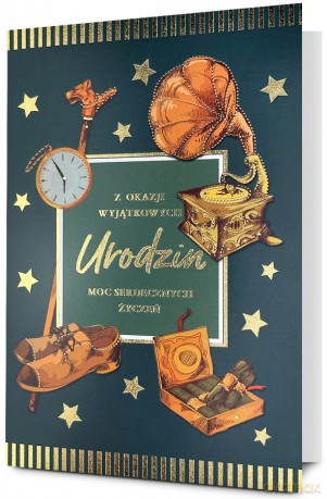 Karnet STAR Urodziny męskie, gramofon K.STAR-118