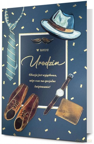 Karnet STAR Urodziny męskie, kapelusz K.STAR-120