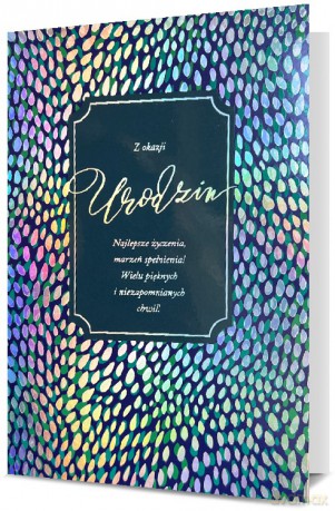 Karnet star Urodziny, metalizowane wzory K.STAR-95