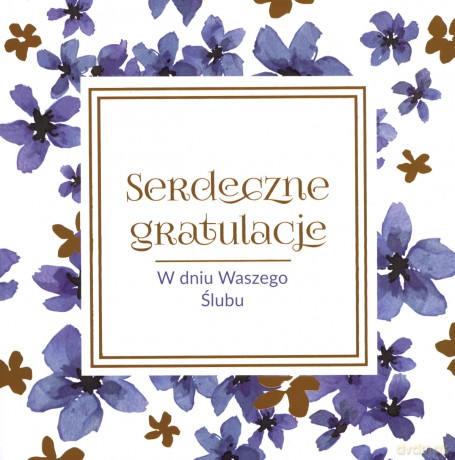 Karnet Ślub kwadrat niebieskie kwiaty S 0307