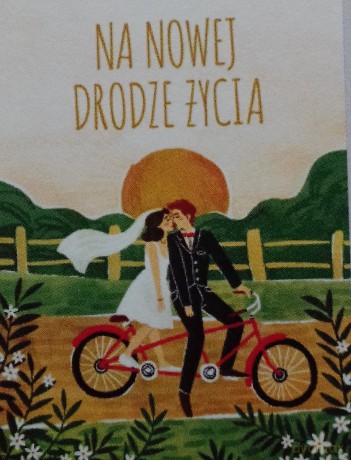 Karnet Ślub malowany, para młoda na rowerze (14,5x219,5cm) SV-15