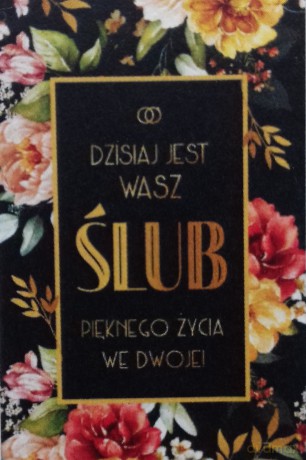 Karnet Ślub złocony, kwiaty (13x20,5cm) S-0404