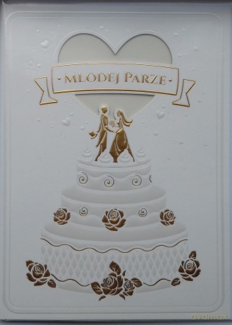 Karnet Ślub złocony, tort SL-14
