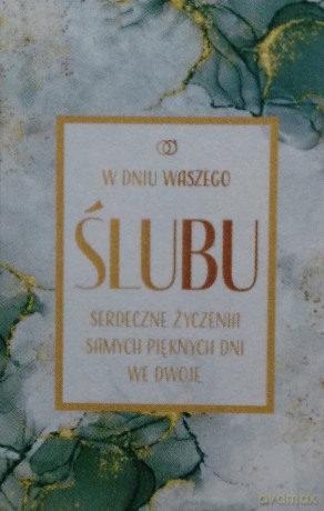 Karnet Ślub złocony, zielony (13x20,5cm) S-0403