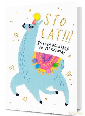 Karnet urodziny "sto lat śmiało kopytkuj po marzenia"