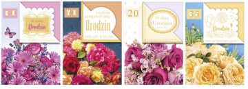 Karnet Urodziny B6W przesuwna cyfra MIX (B6W- laurka B6 wycinana)