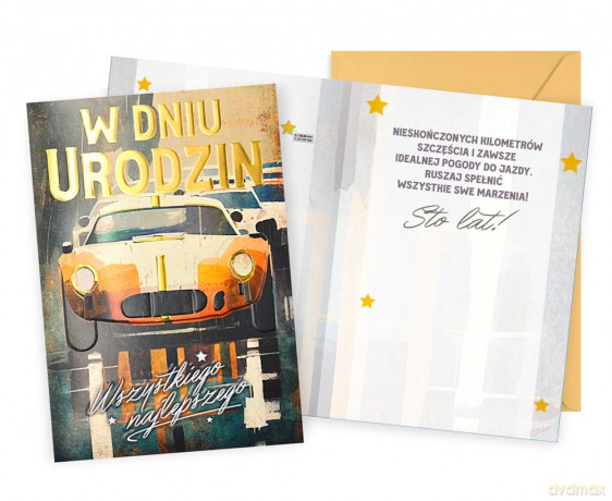 Karnet Urodziny męskie, auto DK-1075