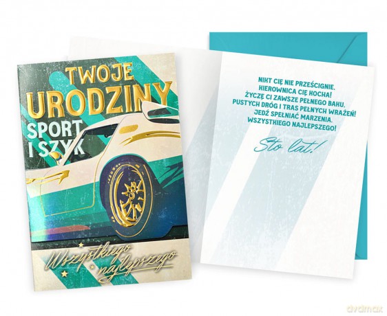 Karnet Urodziny męskie, sportowe auto DK-1078