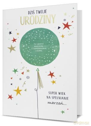 Karnet Urodziny z naklejką (11,12,13,14,15,16) HM200-1894