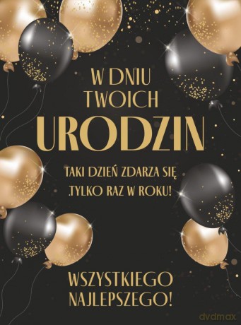 Karnet urodziny złocone (14,5x19,5cm) URR-201