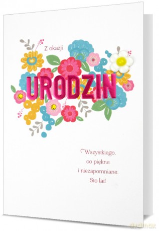 Karnet urodziny, różowy napis HM200-2750